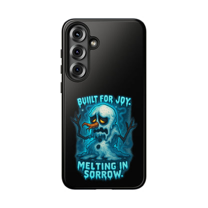 Phone Case — 'Built for Joy, Melting in Sorrow' Blue Melting Snowman Protective Case