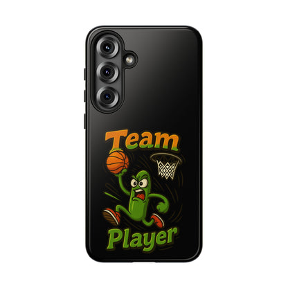 Team Player Basketball Phone Case — Cute Cartoon Pickle Dunk Phone Cover