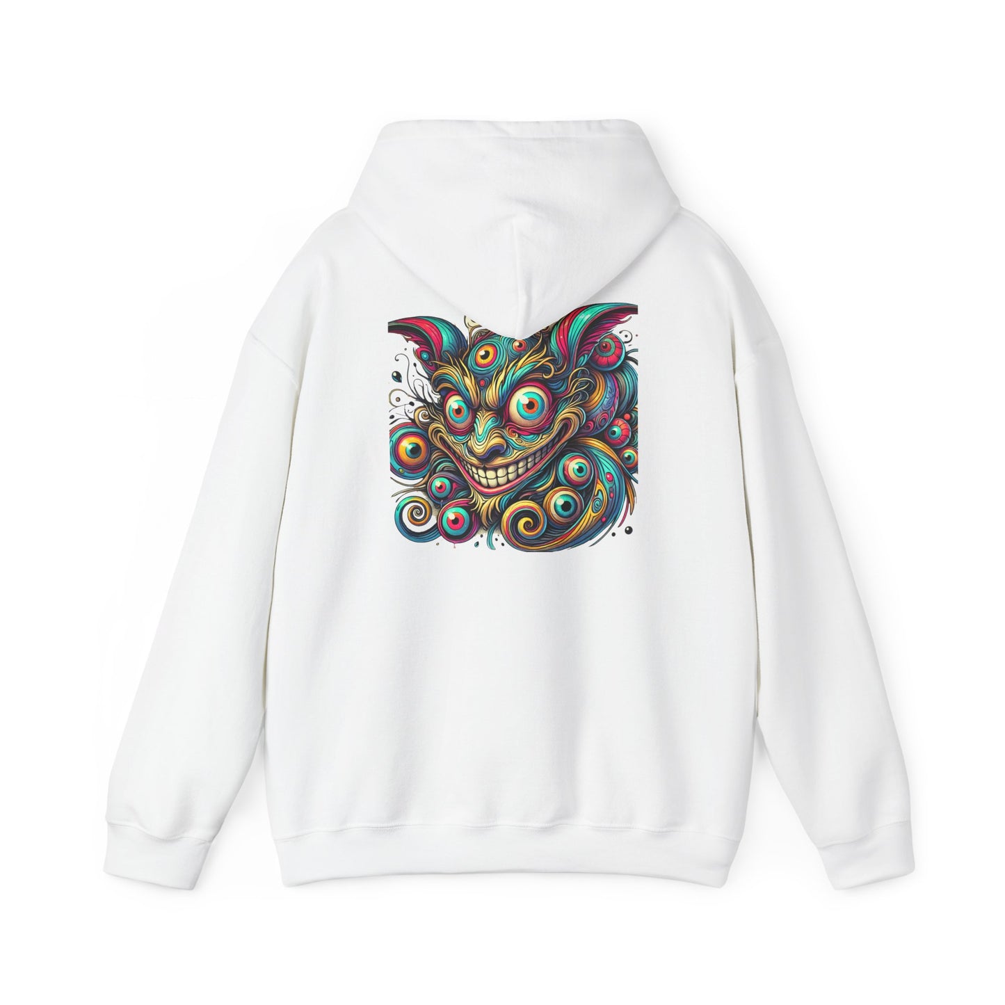 Demon Mask Hoodie — Vibrant Psychedelic Oni Graphic Hooded Sweatshirt