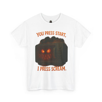 You Press Start I Press Scream tee | Retro Horror Game Controller