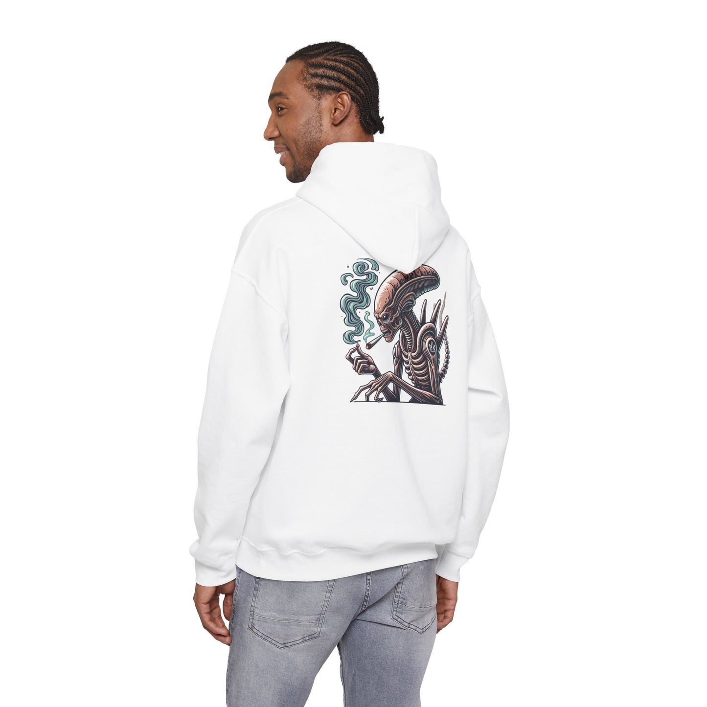 Alien Smoking Graphic Hoodie — Sci‑Fi Xenomorph Streetwear Pullover