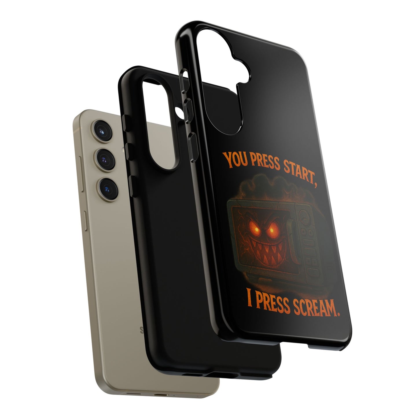 Phone Case — "You Press Start, I Press Scream" Spooky Retro Game Controller Design