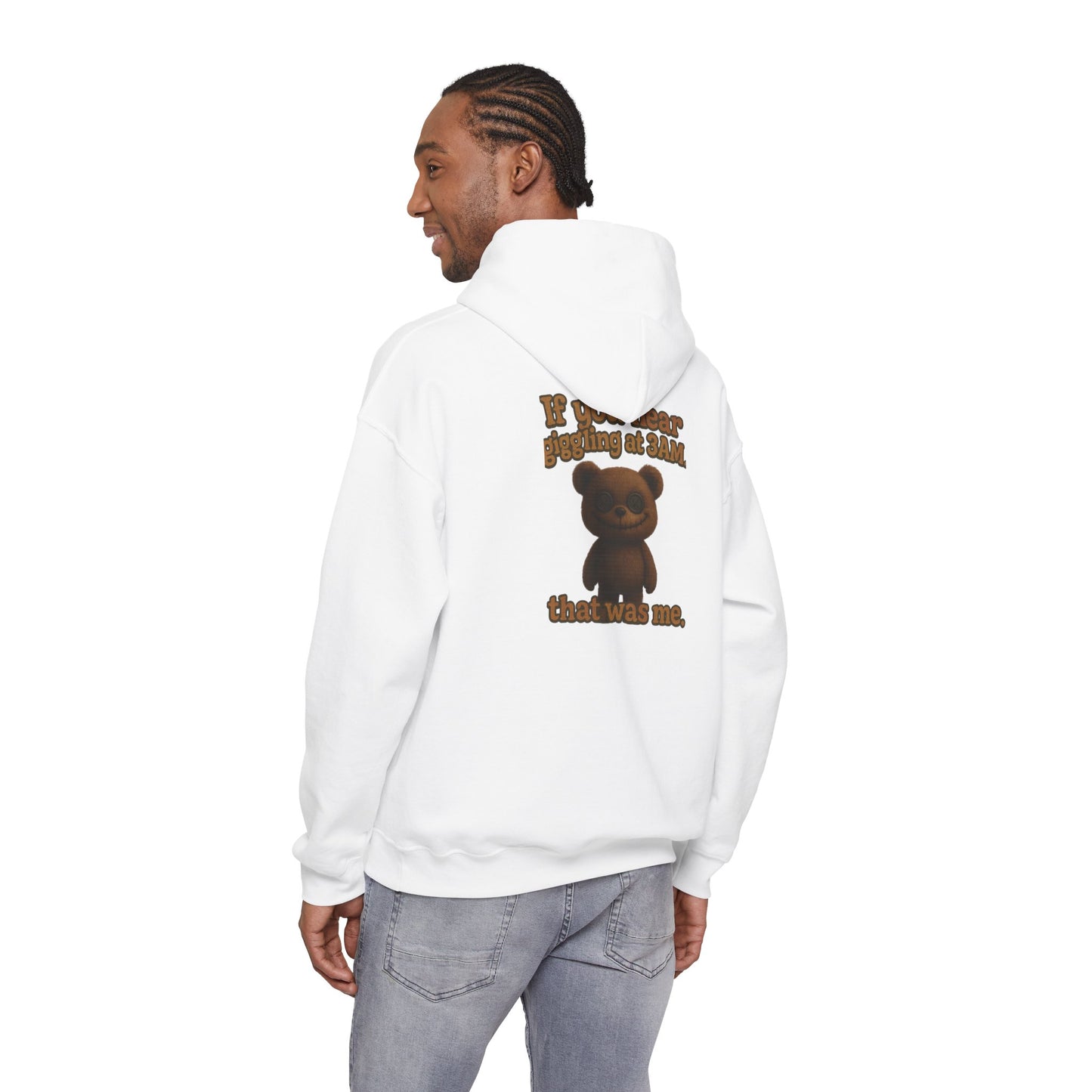 Bear Graphic Hoodie — "It Was Me" Cute Teddy Back Print