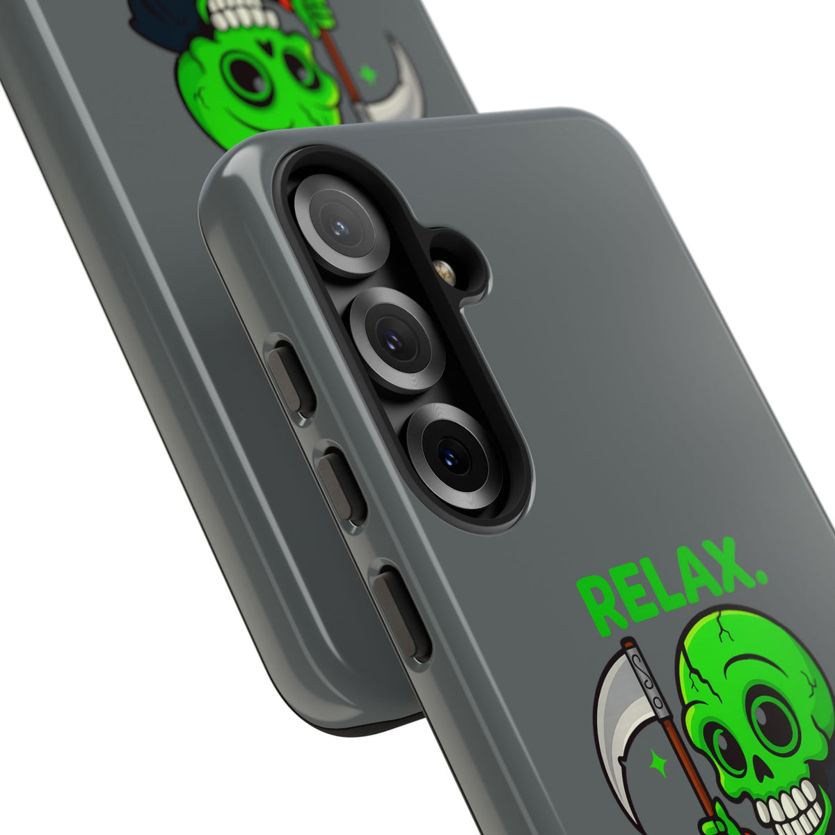 Phone Case — 'Relax. I Only Reap on Weekdays.' Cute Green Grim Reaper Protective Cover