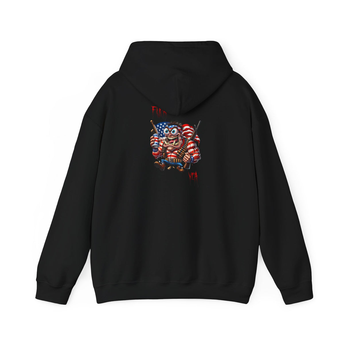 Patriotic Monster Hoodie - Funny USA Flag Character Back Graphic