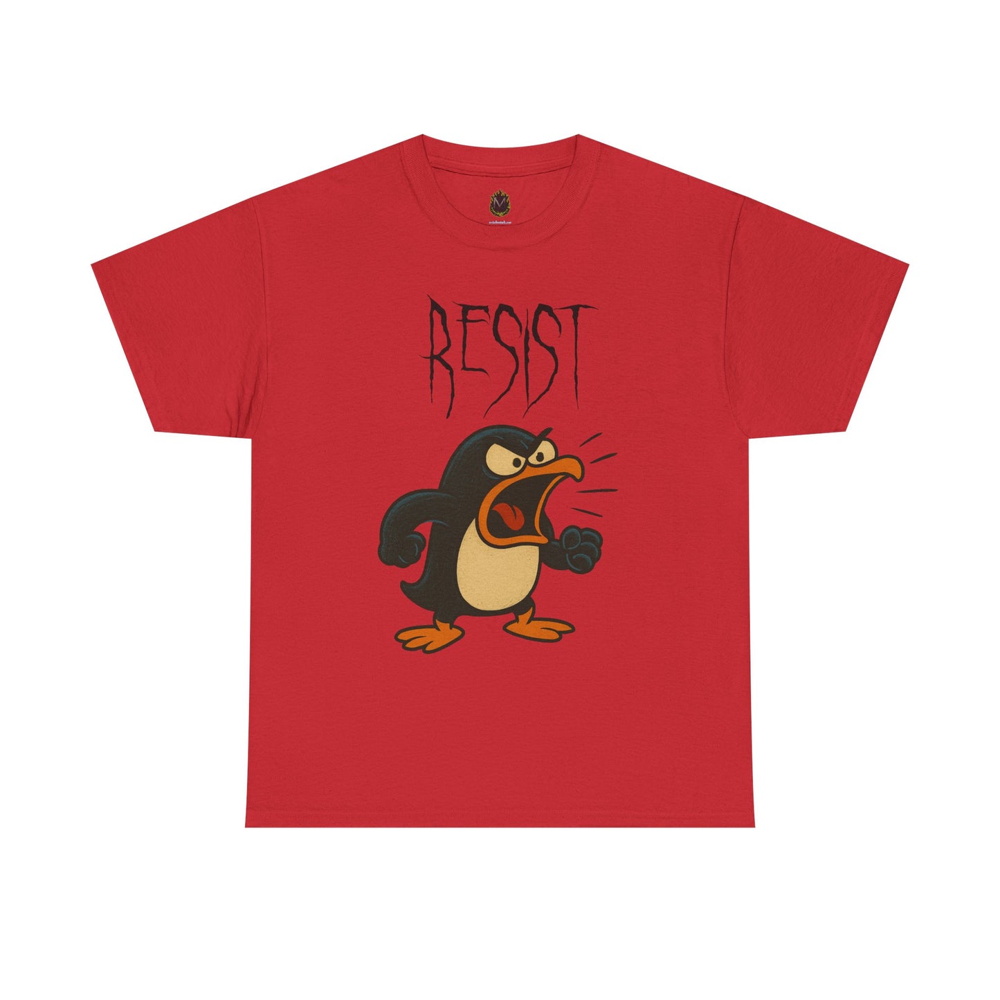 Resist Penguin Unisex Heavy Cotton Tee | Protest Shirt, Gift for Activists,