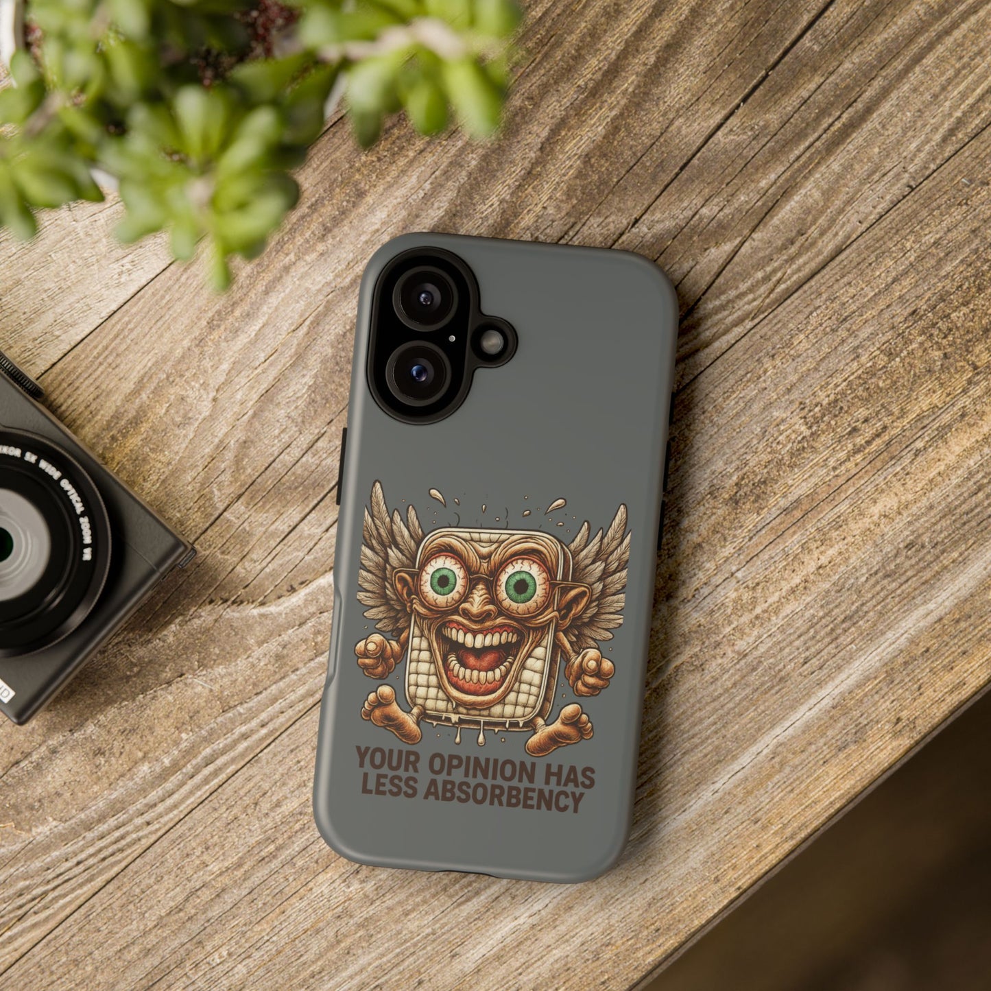 Phone Case — Funny Vintage Winged Toaster Design (“Your Opinion Has Less Absorbency”)