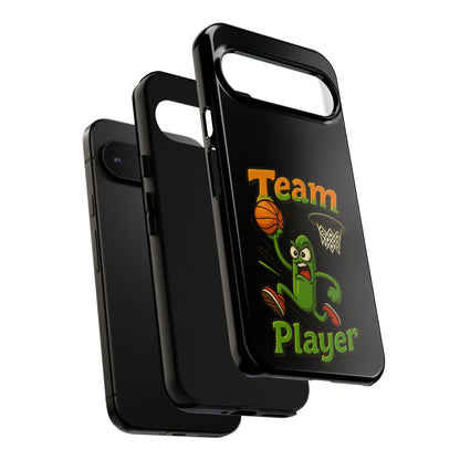 Team Player Basketball Phone Case — Cute Cartoon Pickle Dunk Phone Cover