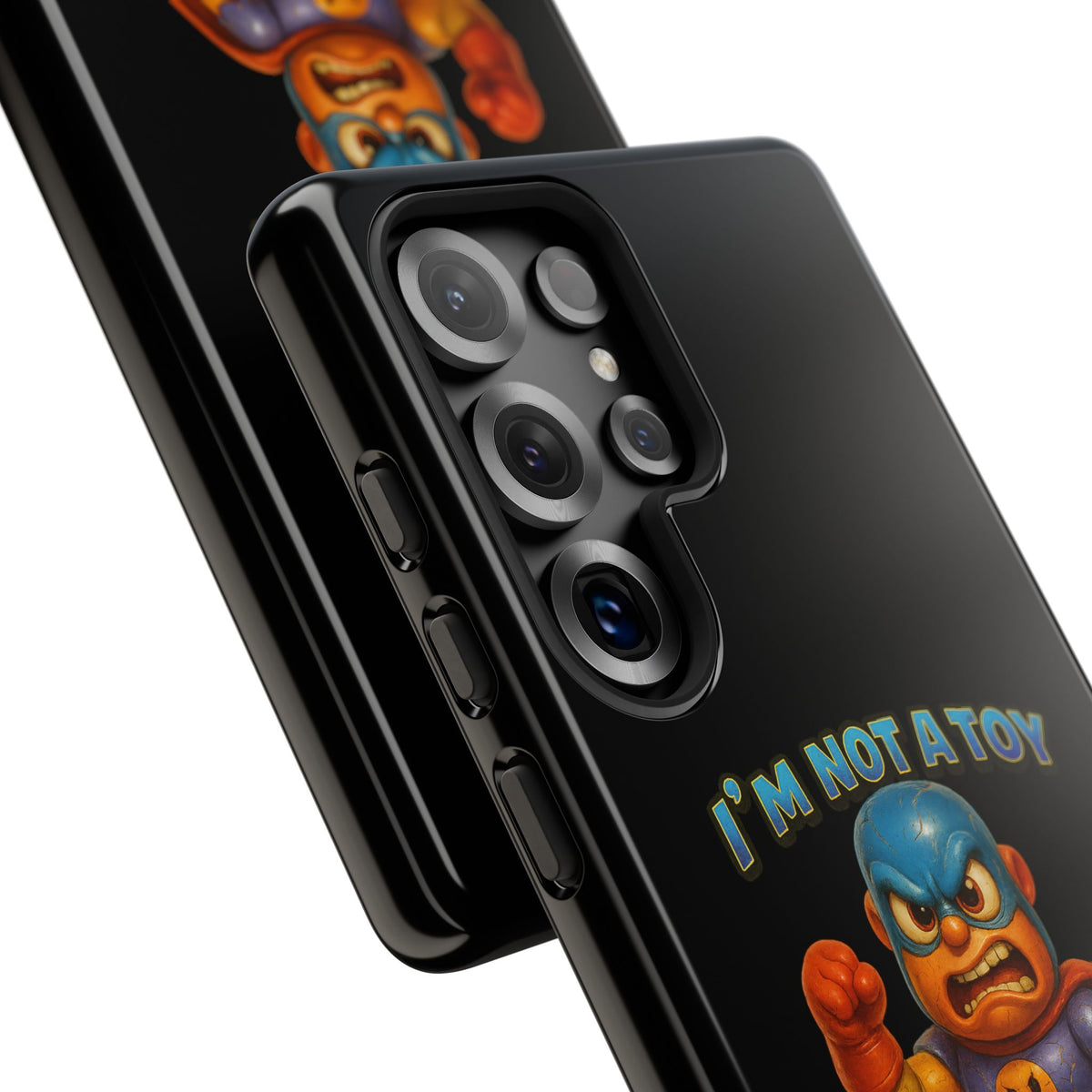 Phone Case — "I'm Not a Toy, I'm a Weaponized Tantrum" Cartoon Superhero Design