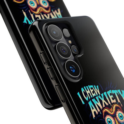 Phone Case — "I Chew Anxiety Like Bubblegum" Retro Monster Design