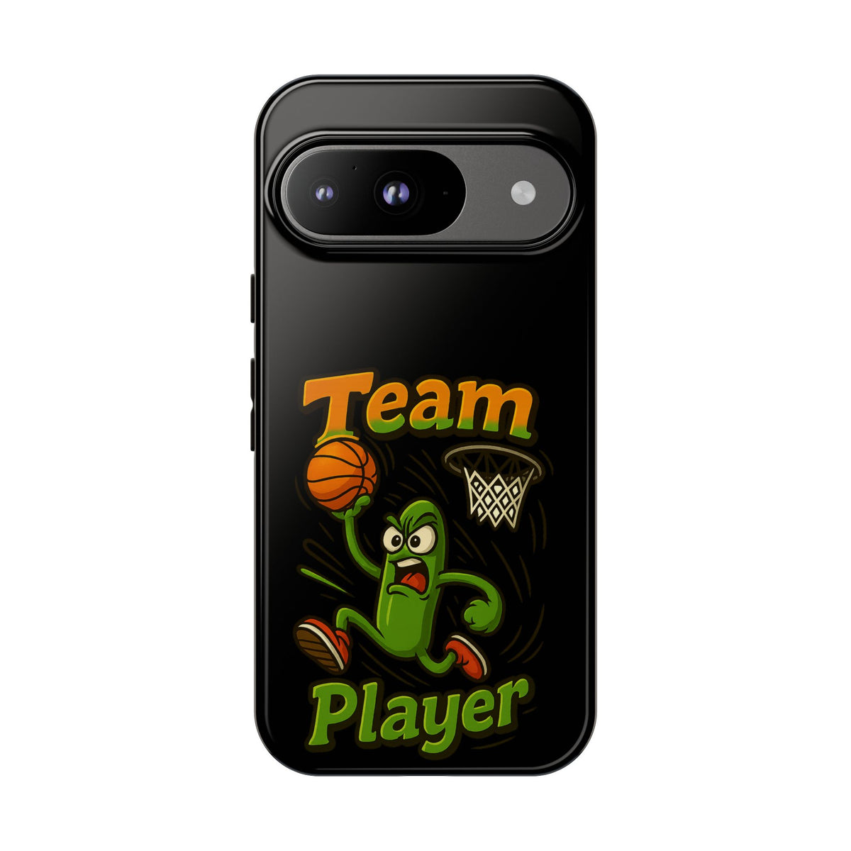 Team Player Basketball Phone Case — Cute Cartoon Pickle Dunk Phone Cover