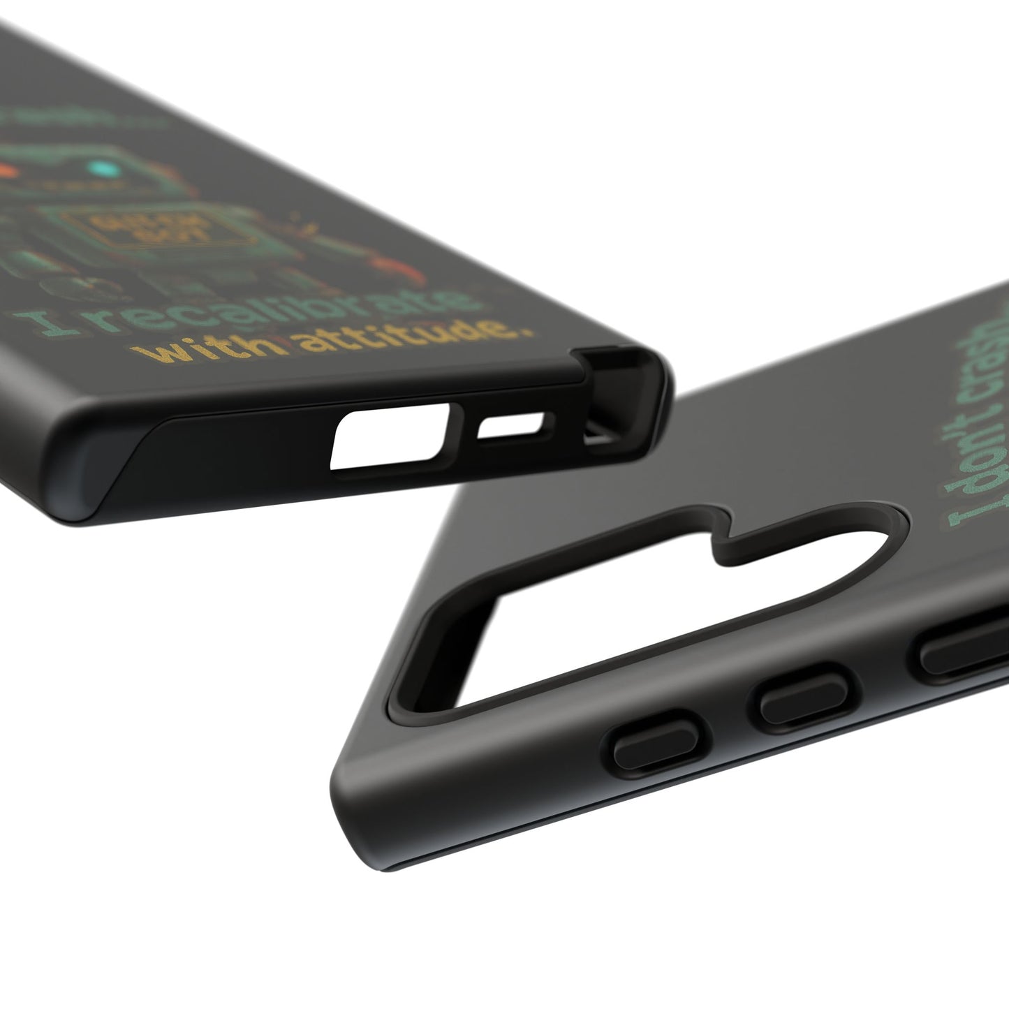 Phone Case — "I Don't Crash... I Recalibrate" Retro Robot Protective Cover