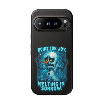 Phone Case — 'Built for Joy, Melting in Sorrow' Blue Melting Snowman Protective Case