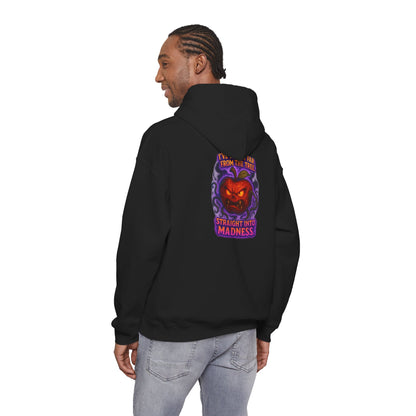 Pumpkin Demon Hoodie — "Straight Into Madness" Halloween Sweatshirt