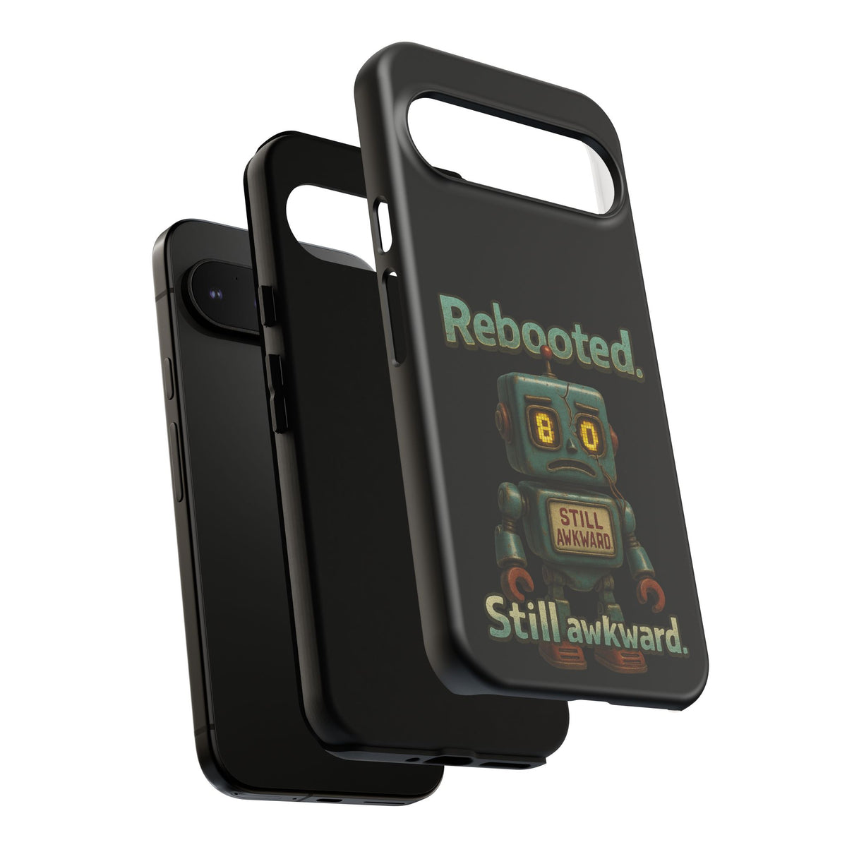 Phone Case — 'Rebooted. Still Awkward.' Retro Robot Protective Cover