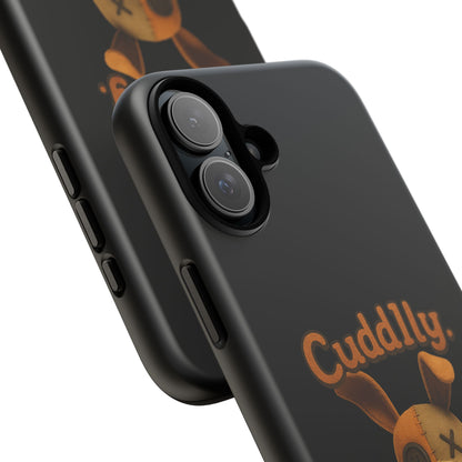 Phone Case — "Cuddly. Cracked. Kinda Dangerous." Cute Creepy Bunny Protective Case