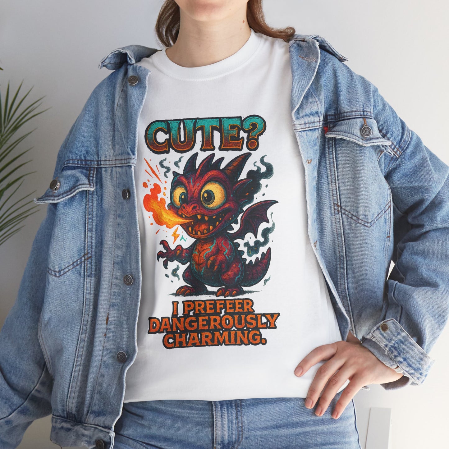 Cute? I Prefer Dangerously Charming Dragon Tee | Fiery Cartoon Demon