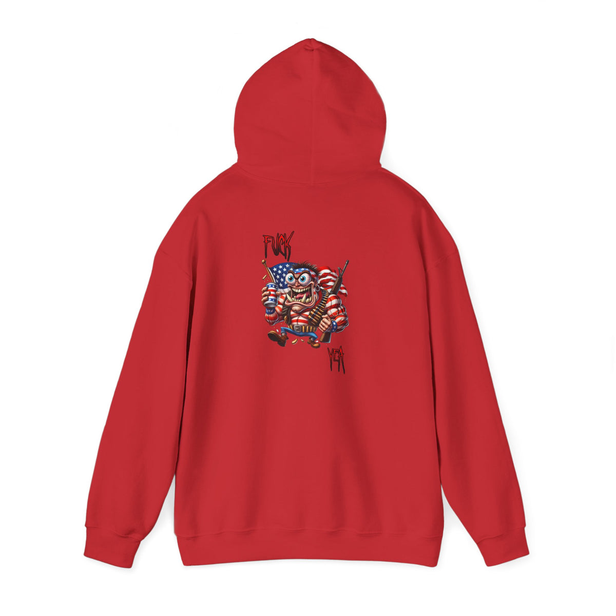Patriotic Monster Hoodie - Funny USA Flag Character Back Graphic