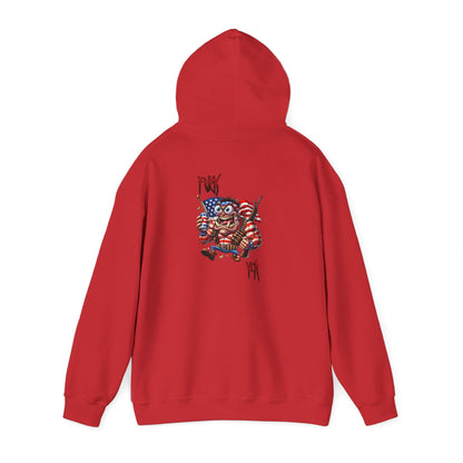 Patriotic Monster Hoodie - Funny USA Flag Character Back Graphic