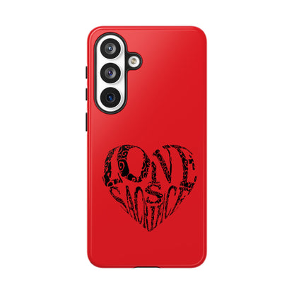Red 'Love Justice' Heart Phone Case — Protective iPhone Cover, Valentine’s Gift