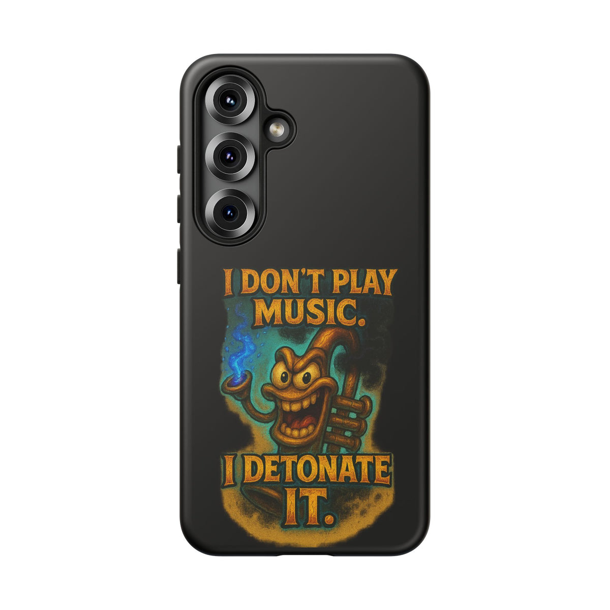 Phone Case — "I Don't Play Music. I Detonate It." Cartoon Bomb Graphic