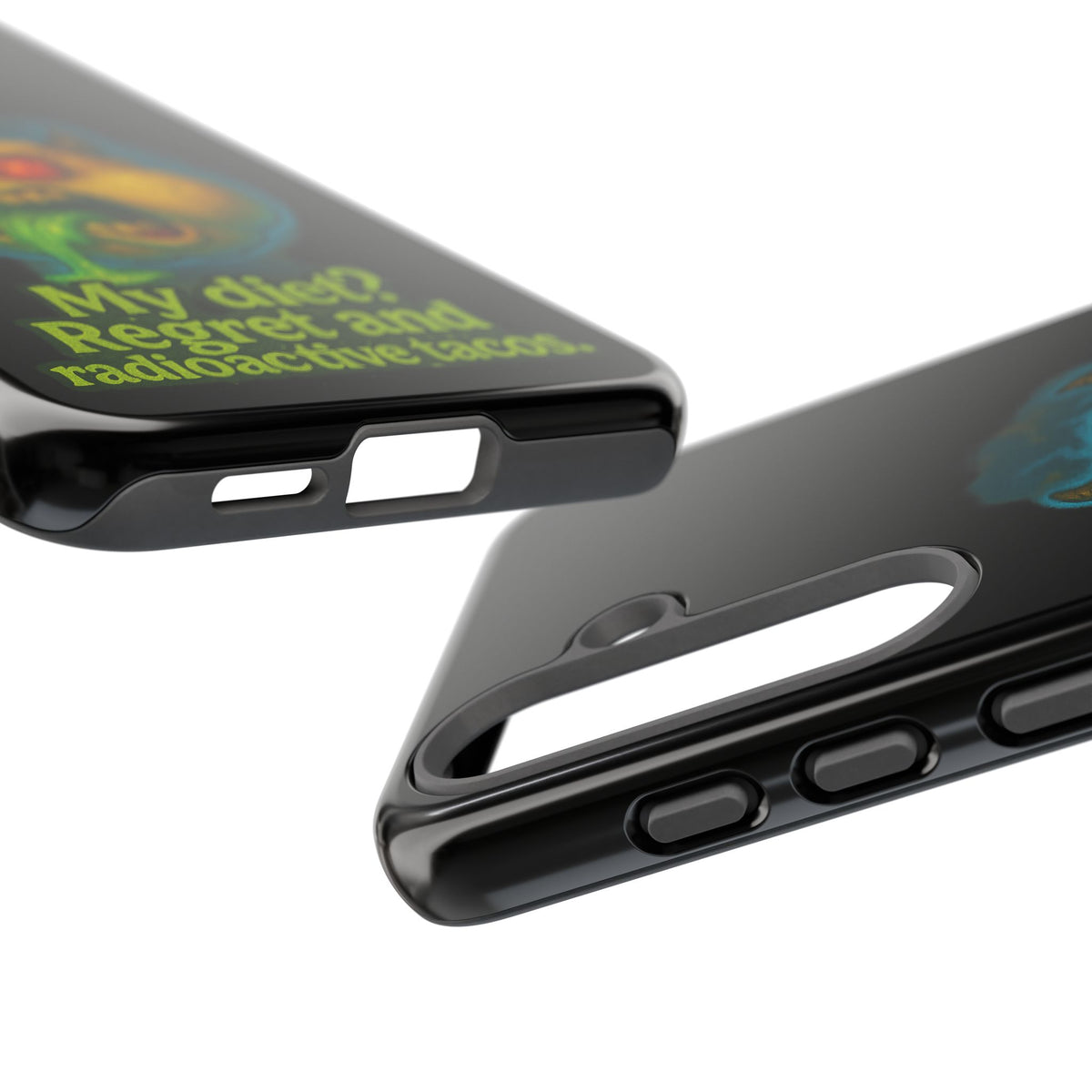 My Diet? Regret & Radioactive Tacos Phone Case — Funny Retro Monster Protective Cover