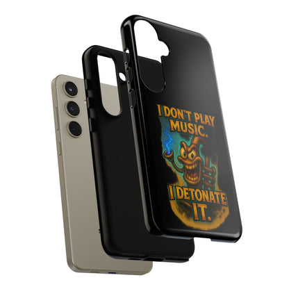 Phone Case — "I Don't Play Music. I Detonate It." Cartoon Bomb Graphic