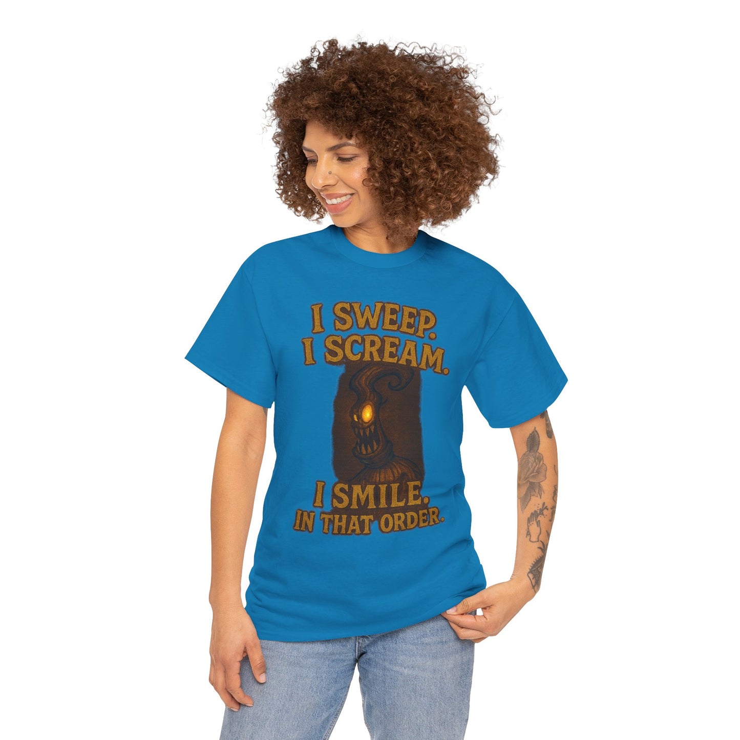Creepy Pumpkin Lantern I Sweep I Scream I Smile T-Shirt