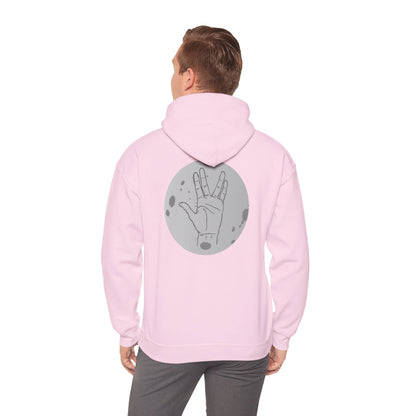 Vulcan Salute Hoodie — Retro Space Hand Graphic Pullover