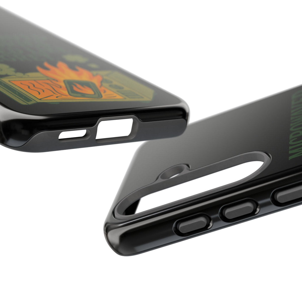 Microwaved Memories Phone Case — 'Microwaved Memories. Tasted Like Regret.' Retro Fire Design