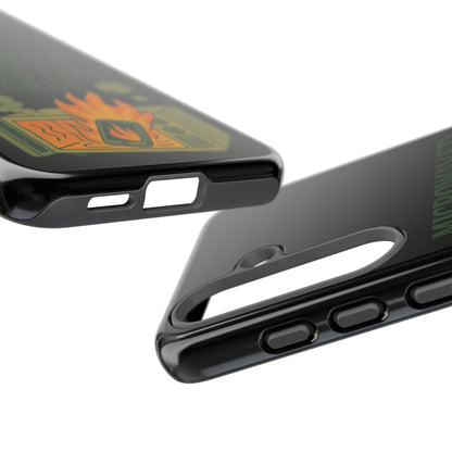 Microwaved Memories Phone Case — 'Microwaved Memories. Tasted Like Regret.' Retro Fire Design