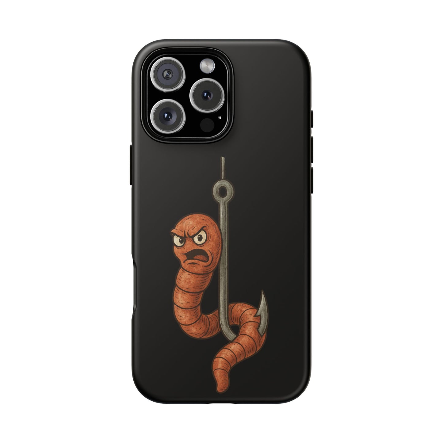 Angry Worm on Hook Phone Case – Funny Fishing Humor Protective Cover