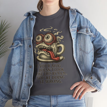 9AM Mug Meltdown – Screaming Coffee Zombie Cup Tee