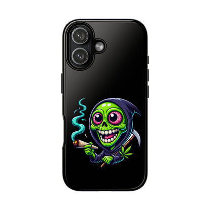 Grinning Stoner Grim Reaper Phone Case – Cannabis Skull iPhone Cover