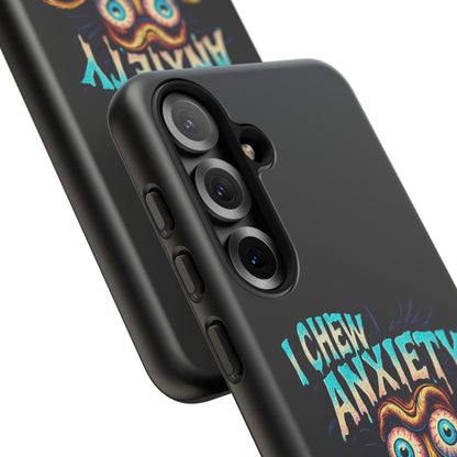 Phone Case — "I Chew Anxiety Like Bubblegum" Retro Monster Design