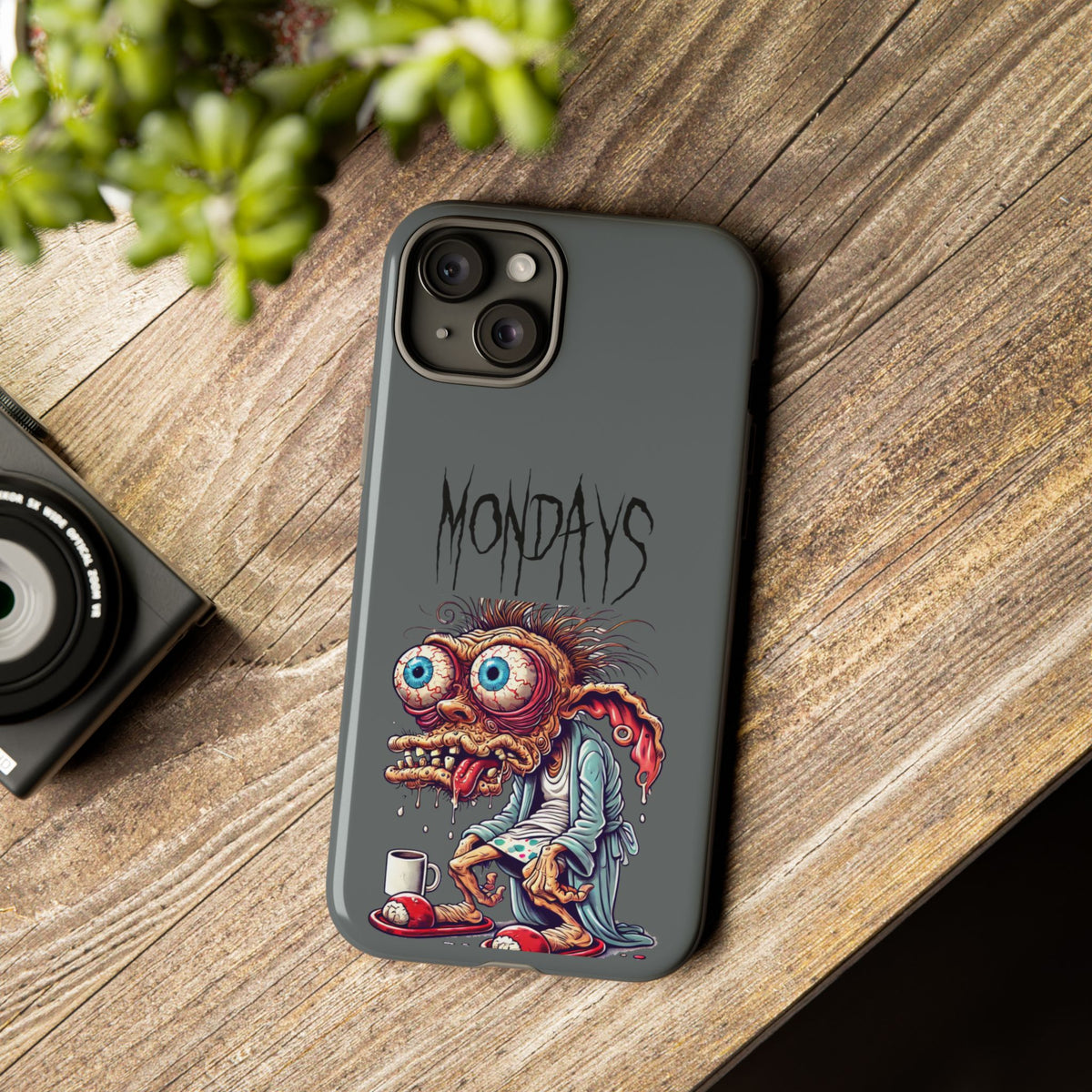 Mondays Zombie Character Phone Case – Funny Groggy Coffee Phone Cover