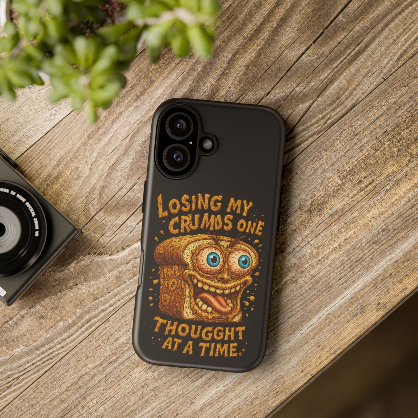 Phone Case — "Losing My Crumbs One Thought at a Time" Funny Retro Bread Illustration