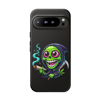 Grinning Stoner Grim Reaper Phone Case – Cannabis Skull iPhone Cover