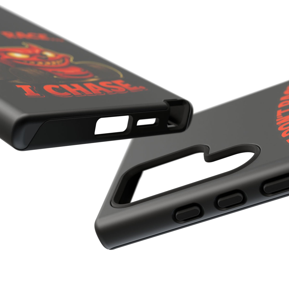 I Don't Race I Chase Phone Case — Cartoon Demon Hot Rod Design