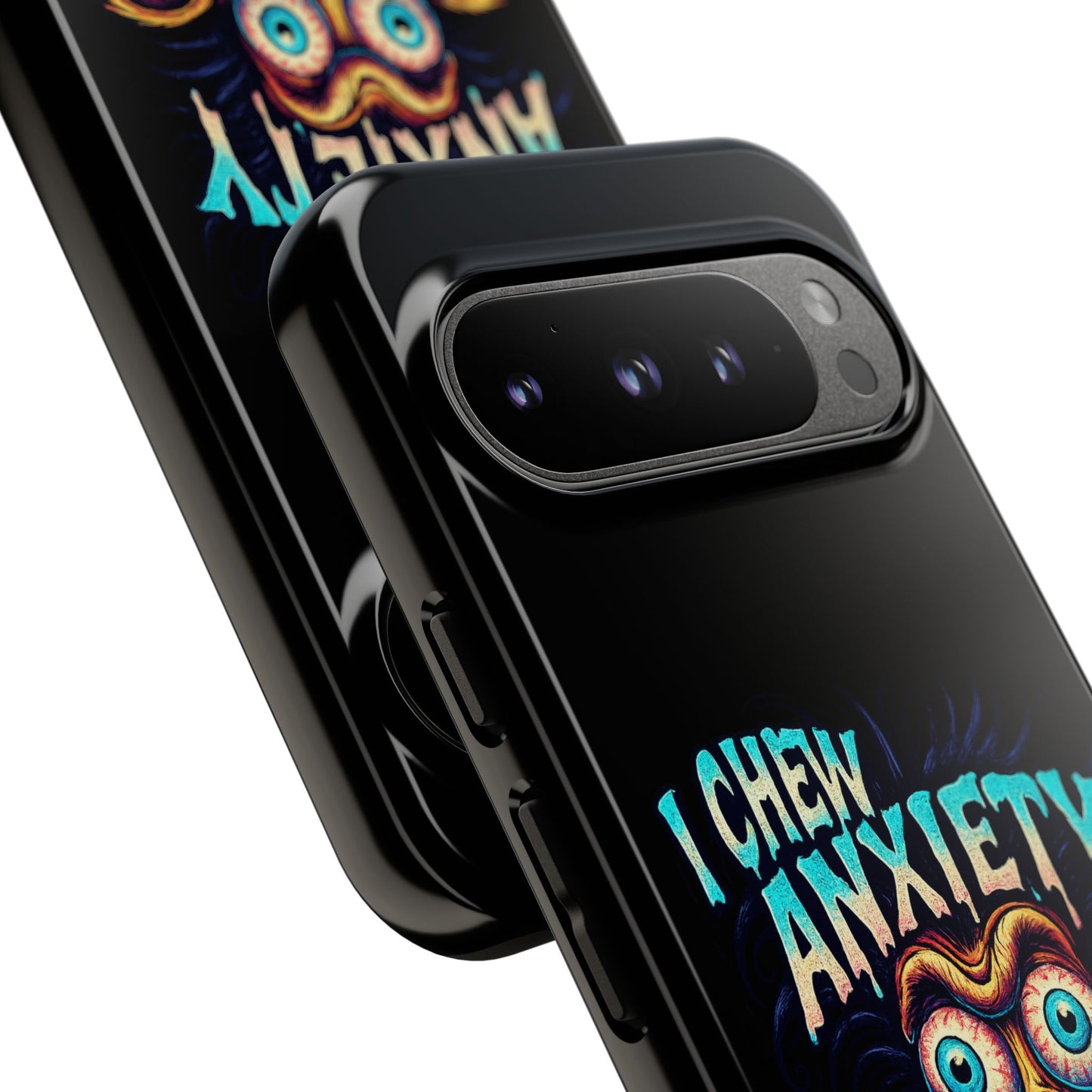 Phone Case — "I Chew Anxiety Like Bubblegum" Retro Monster Design
