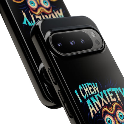 Phone Case — "I Chew Anxiety Like Bubblegum" Retro Monster Design