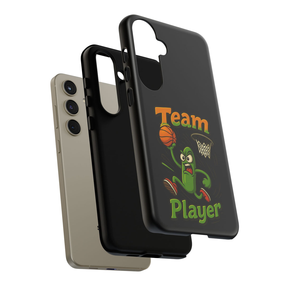 Team Player Basketball Phone Case — Cute Cartoon Pickle Dunk Phone Cover