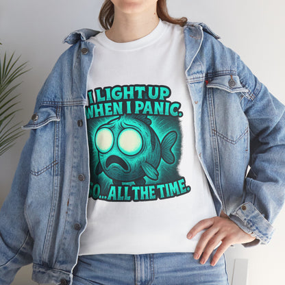 Glowing Panic Fish Tee | I Light Up When I Panic Graphic T-Shirt