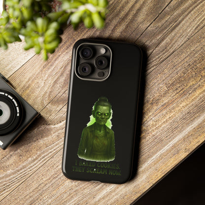 Spooky Green Ghost Phone Case — "I Baked Cookies, They Scream Now" Horror iPhone Cover