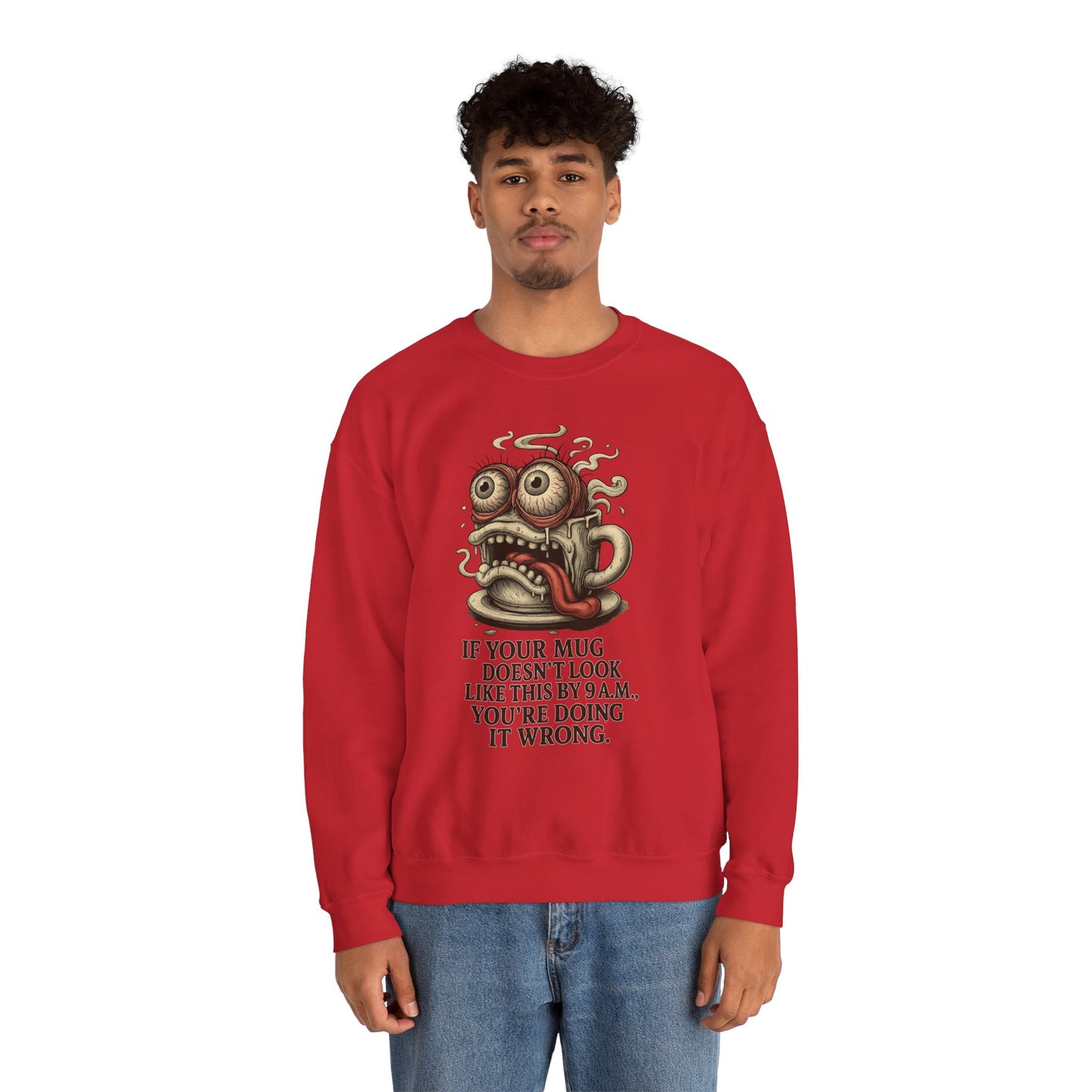 9 A.M. Coffee Mug Face Crewneck Sweatshirt