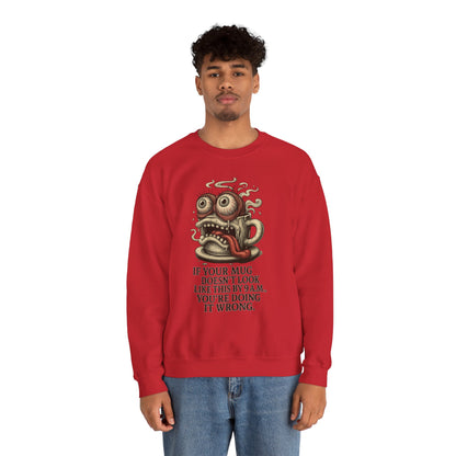 9 A.M. Coffee Mug Face Crewneck Sweatshirt