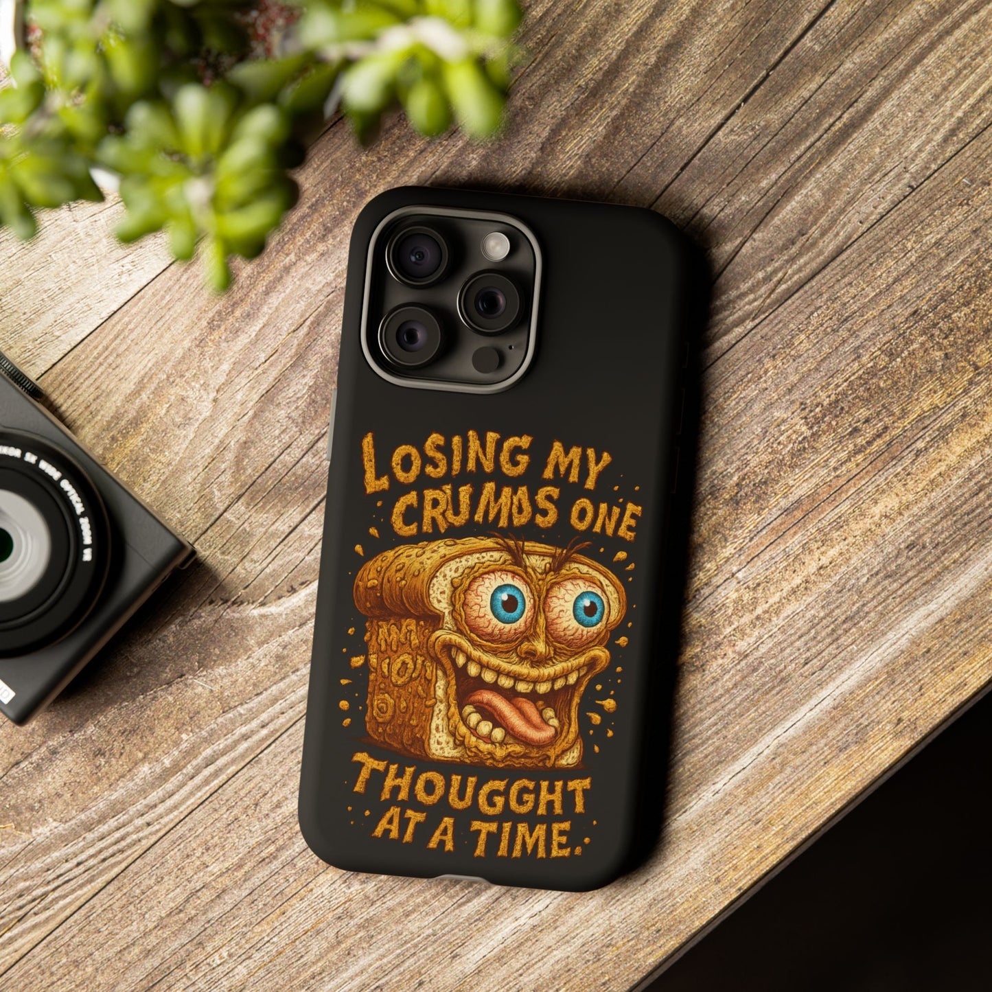 Phone Case — "Losing My Crumbs One Thought at a Time" Funny Retro Bread Illustration