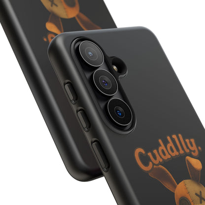 Phone Case — "Cuddly. Cracked. Kinda Dangerous." Cute Creepy Bunny Protective Case