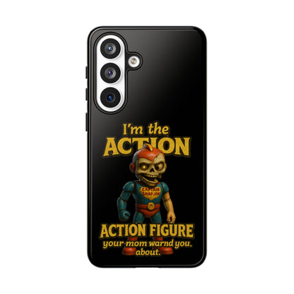 Action Figure Phone Case — "I'm the Action" Retro Skull Toy Design
