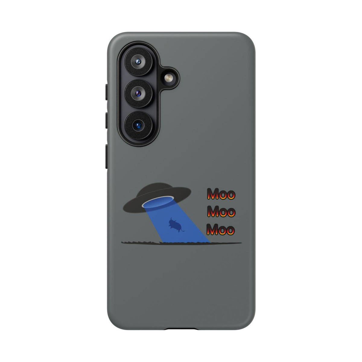 Phone Case — Funny UFO Cow Abduction Design with “Moo Moo Moo”